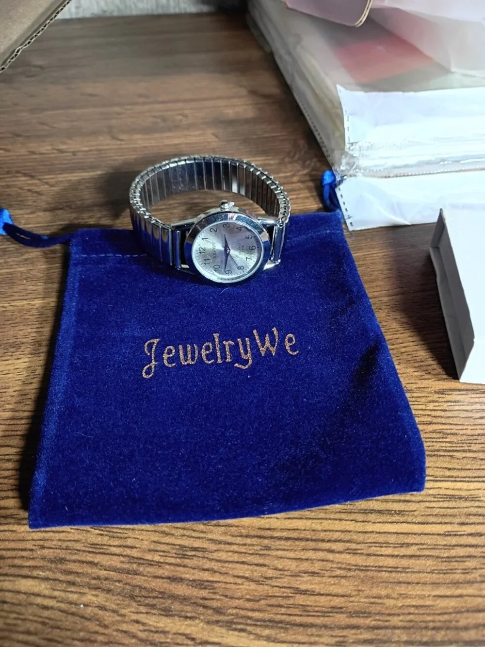 JewelryWe watch silver with stretch band